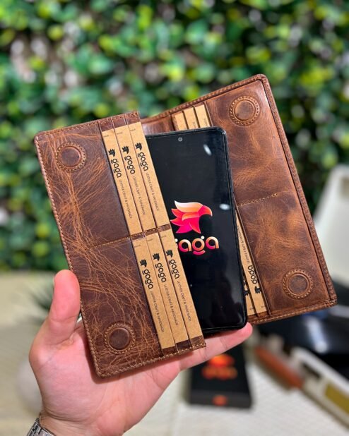 Hakiki Deri Telefon Bölmeli Cüzdan El Tutamaçlı Fındık 1028