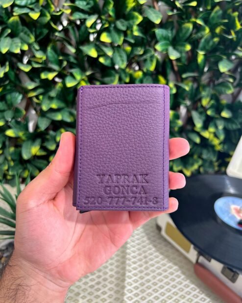 Mekanizmalı Cüzdan Hakiki Deri Mor 1001