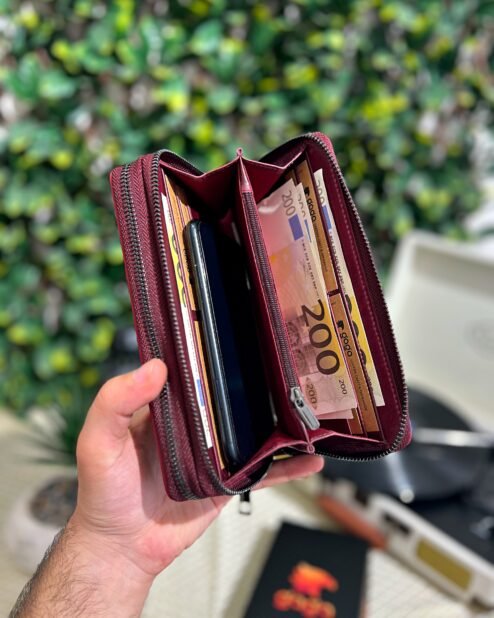 Çift Telefonlu Tutamaçlı Cüzdan Bordo 1079