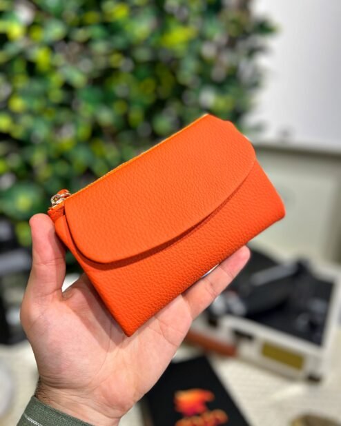 Küçük Kadın Cüzdan Turuncu Hakiki Deri 1064