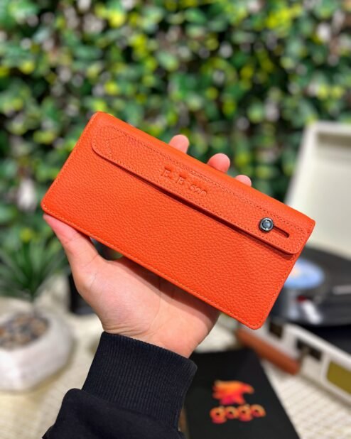 Hakiki Deri El Tutamaçlı Telefon Bölmeli Cüzdan Turuncu 1028