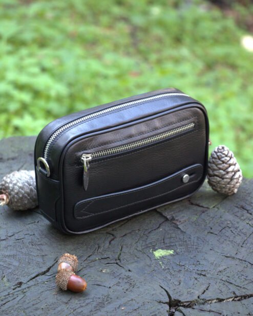 Şifreli El Çantası Hakiki Deri Siyah 1087