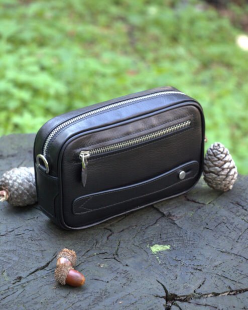 Şifreli El Çantası Hakiki Deri Siyah 1087