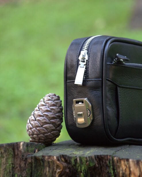 Şifreli El Çantası Hakiki Deri Siyah 1087