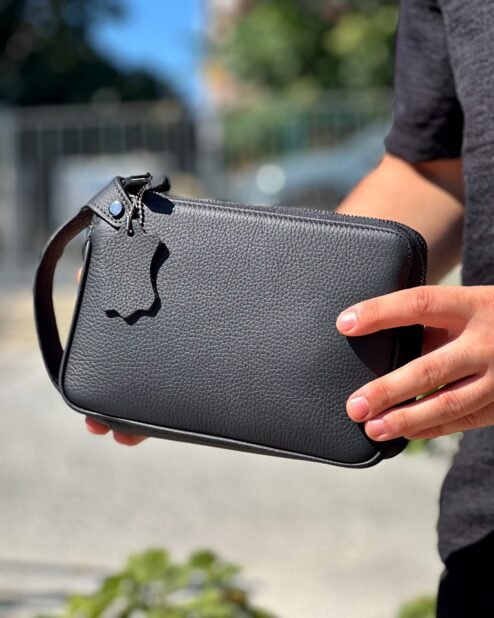 Dubai Hakiki Deri El Çantası Siyah 101