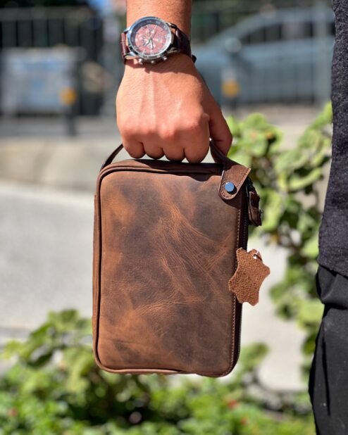 Dubai Hakiki Deri El Çantası Kahve 101