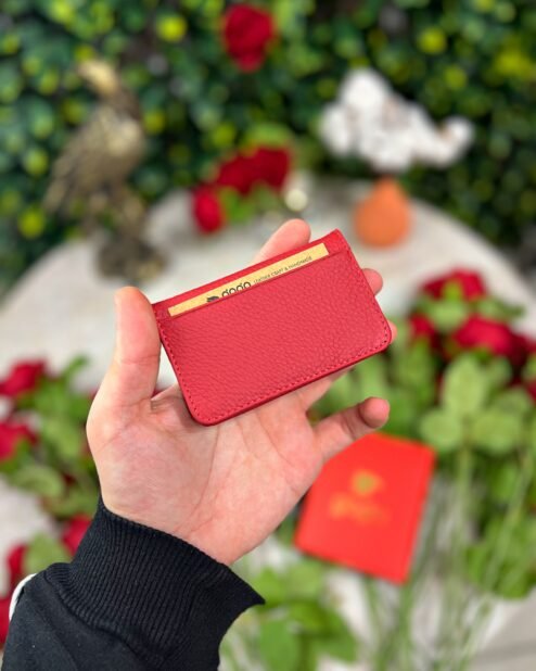 Minimalist Cüzdan Hakiki Deri Kırmızı 2001