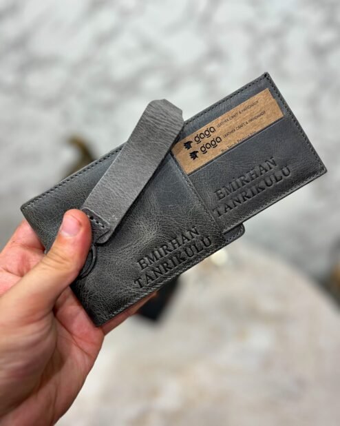 Cüzdan Kartlık İsim Baskılı Gri 1025