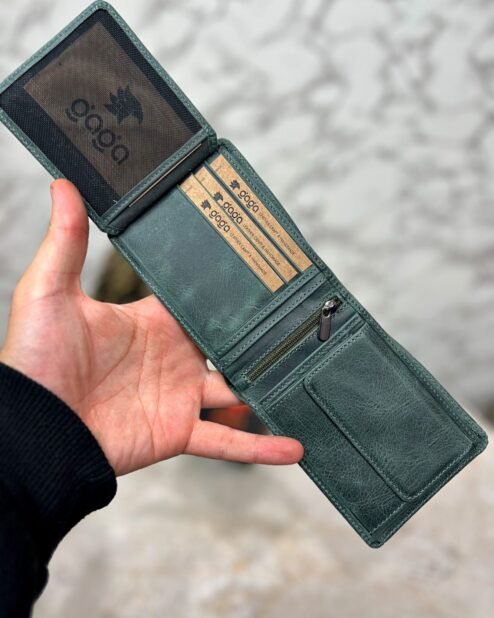 Erkek Deri Cep Cüzdan Hakiki Deri İsimli Turkuaz 1003