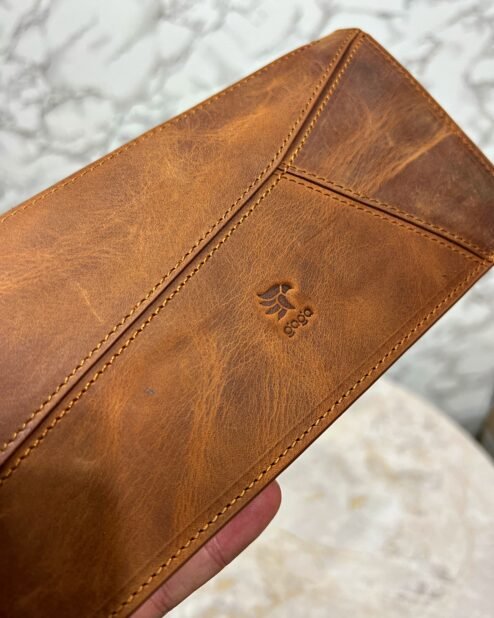 El Tutamaçlı Hakiki Deri Telefon Bölmeli Parçalı Cüzdan Fındık 1128