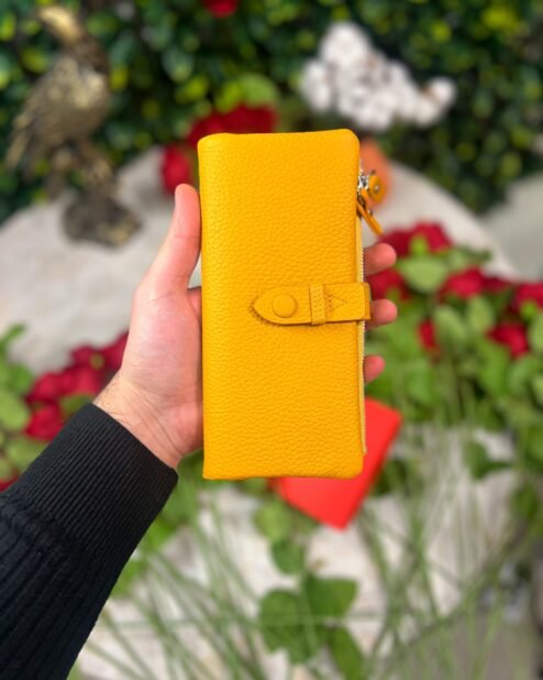 Fermuarlı & Mıknatıslı Kadın Cüzdan Sarı 1088