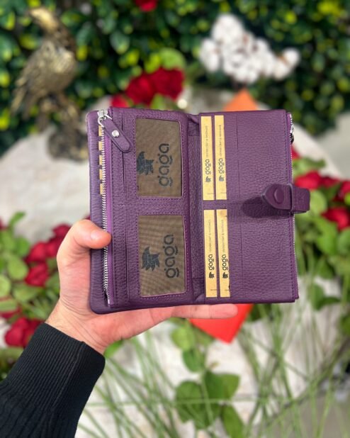 Fermuarlı & Mıknatıslı Kadın Cüzdan Mor 1088