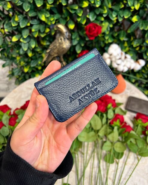 Minimalist Cüzdan Hakiki Deri Mavi 2001