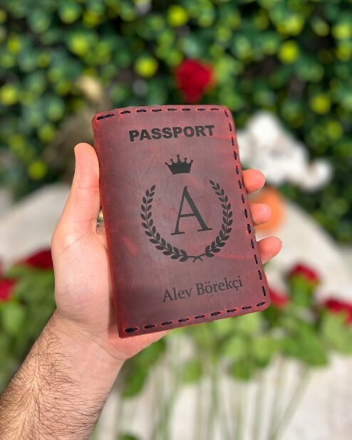 Deri Pasaportluk ve Valiz Etiketi Kırmızı 1038