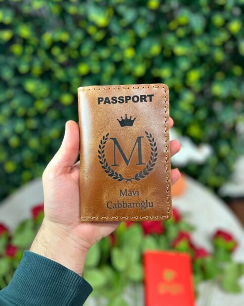 Deri Pasaportluk ve Valiz Etiketi Camel 1038