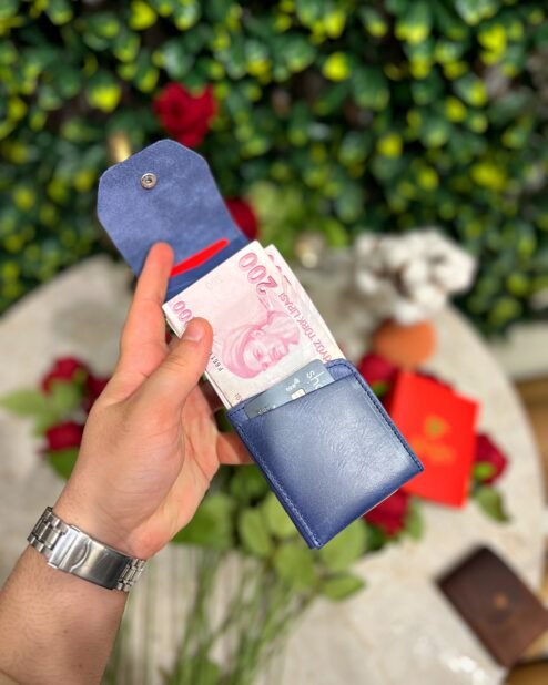 Hakiki Deri Viral Cüzdan Lacivert 1045