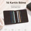 Hakiki Deri 16 Bölmeli Mıknatıslı Kartlık Cüzdan – İnce Tasarım Kahverengi