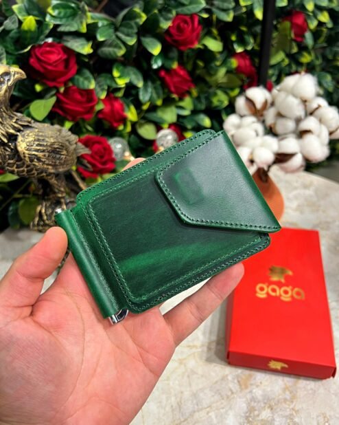Klips Cüzdan – İsme Özel Hakiki Deri Unisex Cüzdanı Mint Yeşili