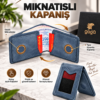Yeni Nesil Cüzdan Kartlık Mıknatıslı Hakiki Deri Unisex Lacivert