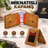 Yeni Nesil Cüzdan Kartlık Mıknatıslı Hakiki Deri Unisex Taba