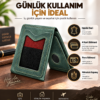 Yeni Nesil Cüzdan Kartlık Mıknatıslı Hakiki Deri Unisex Yeşil