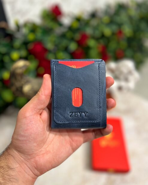 Yeni Nesil Cüzdan Kartlık Mıknatıslı Hakiki Deri Unisex Lacivert1453