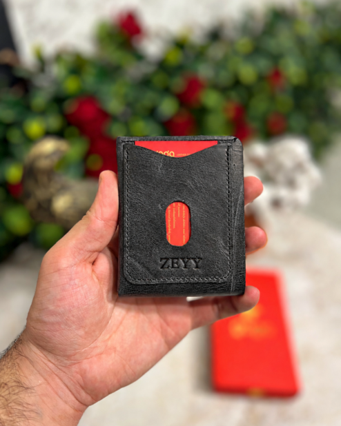 Yeni Nesil Cüzdan Kartlık Mıknatıslı Hakiki Deri Unisex Siyah 1453